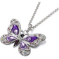 Blue Enamel Butterfly Necklace Purple Butterfly Pendants Jewelry Butterfly Chain Birthday Gift 18in.