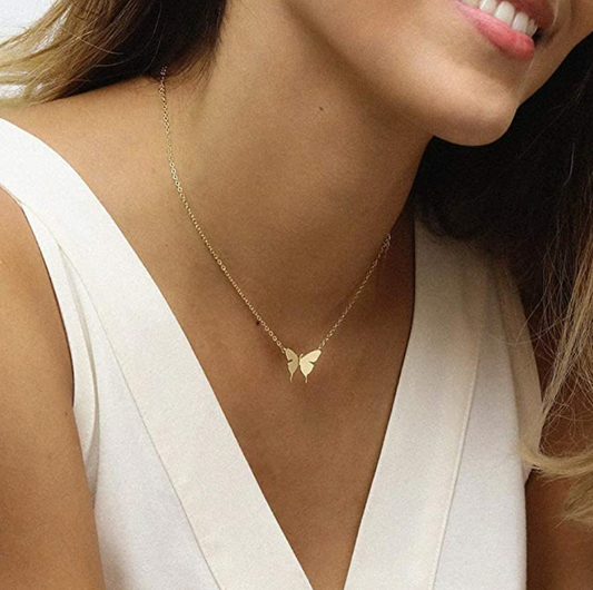 Cute Dainty Butterfly Necklace Pendant Jewelry Butterfly Chain Birthday Gift 925 Sterling Silver Gold 18in.