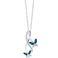 925 Sterling Silver Butterfly Necklace Created London Blue Topaz Diamond Butterfly Pendants Jewelry Butterfly Chain Birthday Gift 18in.