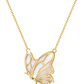 White Created Opal Butterfly Necklace Rose Gold Butterfly Pendants Jewelry Butterfly Chain Birthday Gift 925 Sterling Silver 18in.