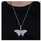 Butterfly Necklace Simulated Diamond Butterfly Pendants Hip Hop Jewelry Butterfly Chain Birthday Gift 24in.