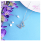 Butterfly Necklace Rainbow Simulated Diamond Butterfly Pendants Jewelry Butterfly Chain Birthday Gift 18in.