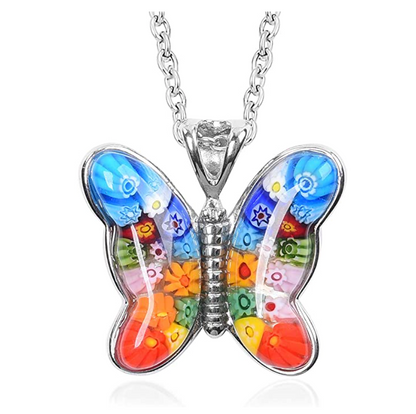 Vibrant Butterfly Necklace Green Butterfly Pendants Jewelry Butterfly Chain Birthday Gift 18in.
