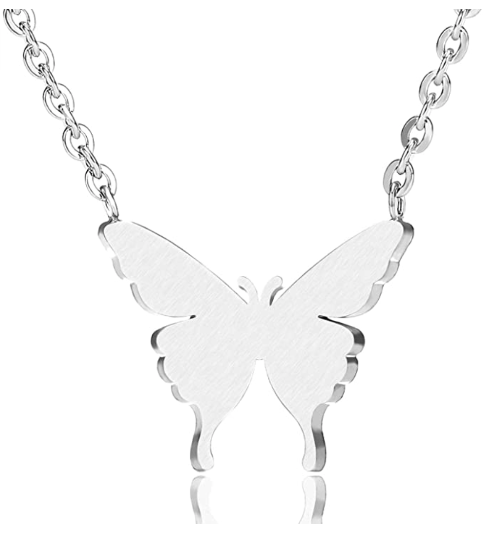 Cute Butterfly Necklace Butterfly Pendants Chain Butterfly Necklace Chain Silver Gold Silver Color Birthday Gift 16in.