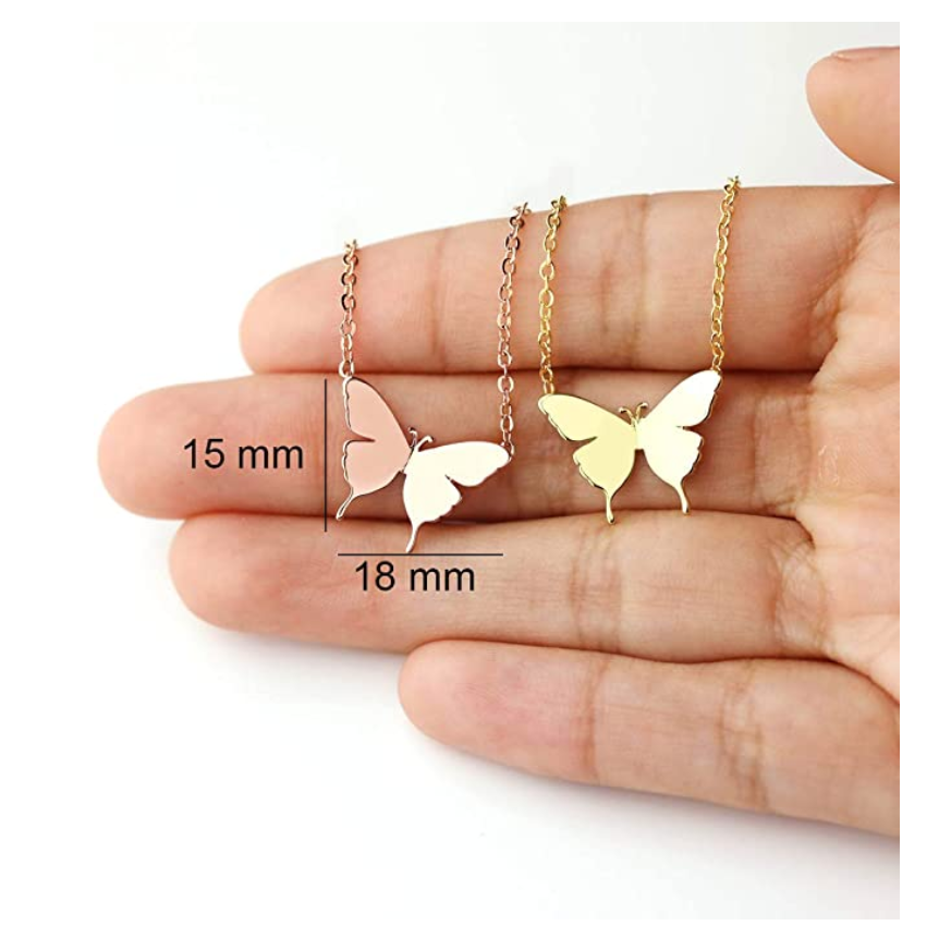 Custom Butterfly Letter Necklace Butterfly Name Pendants Chain Butterfly Necklace Chain Gold Color Birthday Gift 18in.