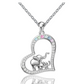 Love Baby Elephant Necklace Simulated Diamond Heart Elephant Family Pendant Dumbo Jewelry Lucky Chain Gift 925 Sterling Silver 18in.