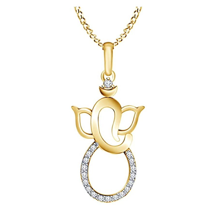 Ganapati Pendant Simulated Diamond Elephant Necklace Jewelry Hindu Lucky Chain Rose Gold 925 Sterling Silver 18in.