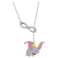 Dumbo Pendant Simulated Diamonds Elephant Necklace Jewelry Lucky Chain Gift Silver Color 18in.
