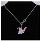 Dumbo Pendant Simulated Diamonds Elephant Necklace Jewelry Lucky Chain Gift Silver Color 18in.