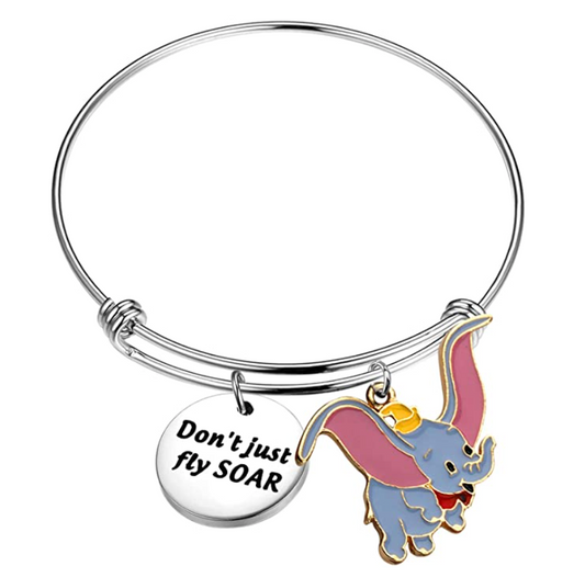 Dumbo Bangle Bracelet Elephant Charm Jewelry Lucky Gift Silver Color