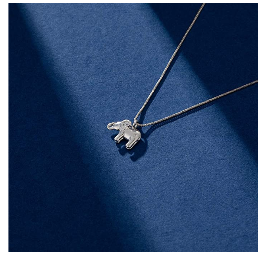 Small Elephant Necklace Elephant Pendant Jewelry Lucky Chain Gift 925 Sterling Silver 18in.