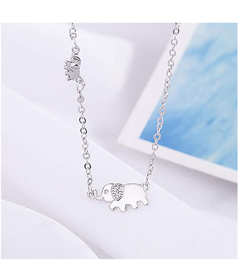 Cute Small Elephant Necklace Elephant Pendant Jewelry Lucky Chain Gift 925 Sterling Silver 18in.