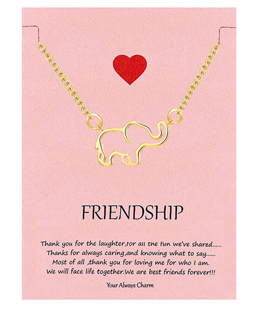 Friendship Elephant Pendant Necklace Elephant Jewelry Lucky Chain Gift Rose Gold Silver Color 18in.