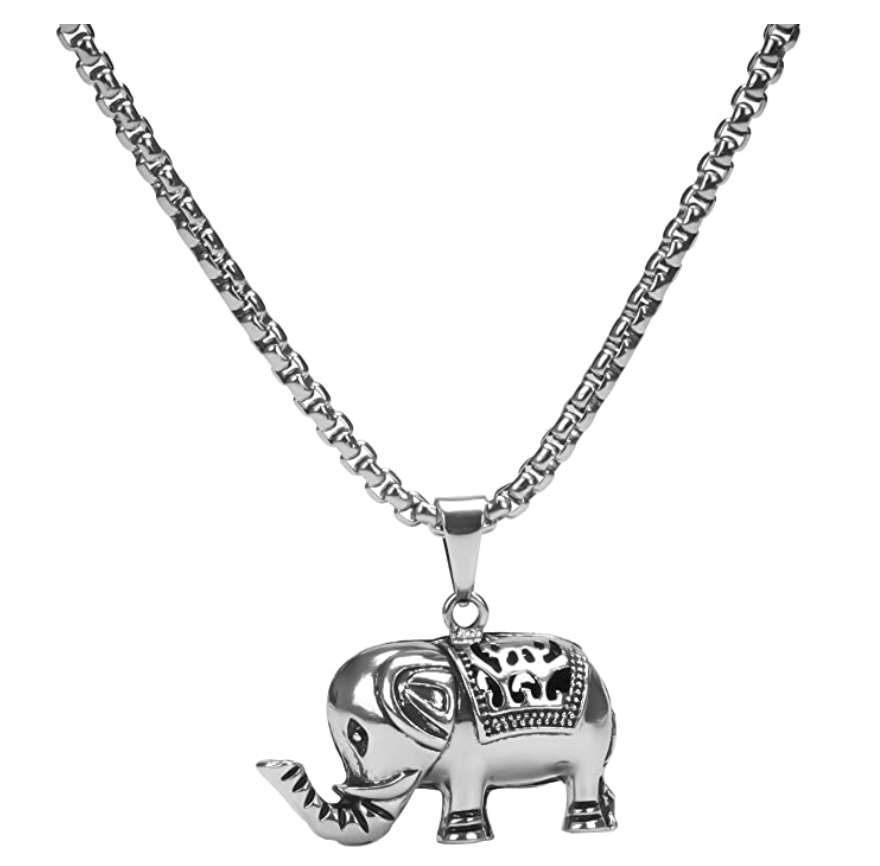 Elephant Necklace Elephant Pendant Jewelry Lucky Chain Gift Silver Color 24in.