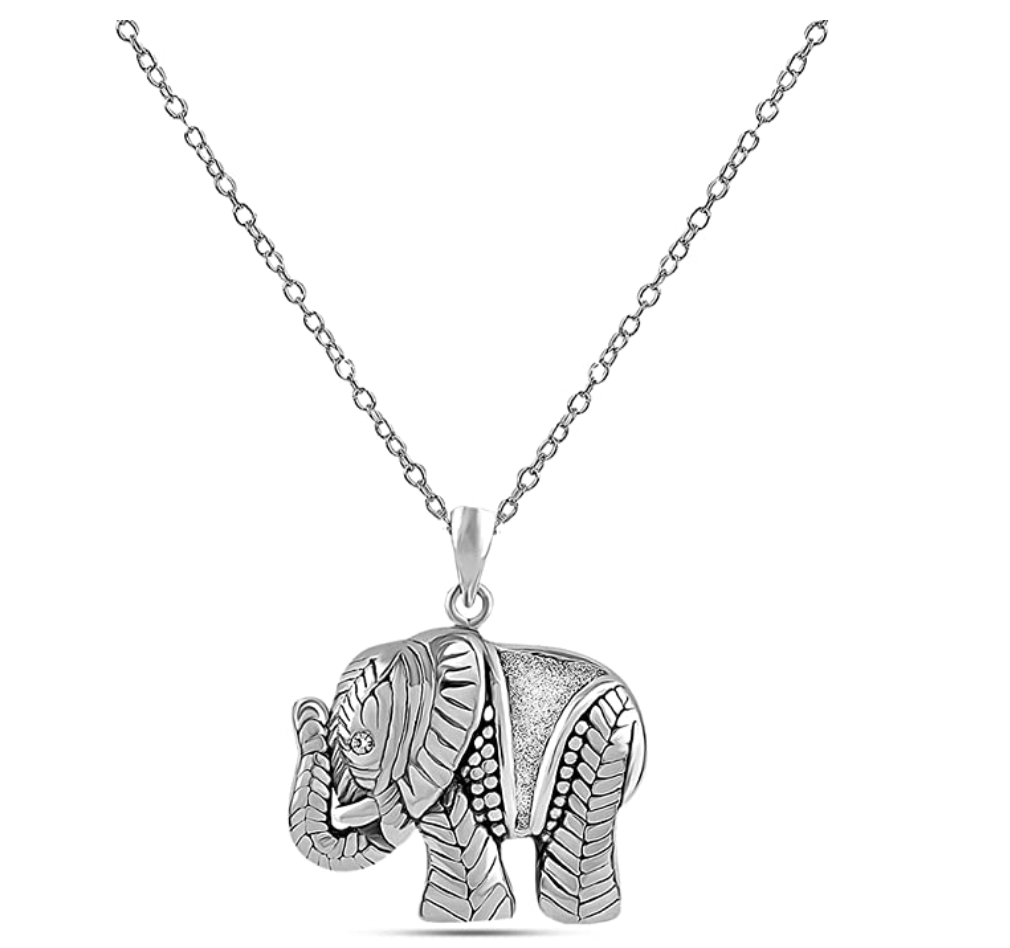 Elephant Charm Necklace Elephant Pendant Jewelry Lucky Chain Gift 925 Sterling Silver 18in.