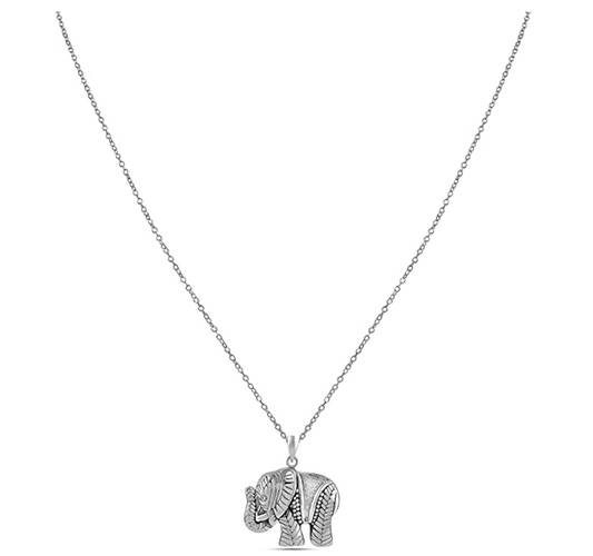 Elephant Charm Necklace Elephant Pendant Jewelry Lucky Chain Gift 925 Sterling Silver 18in.