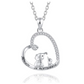 Elephant Family Heart Necklace Simulated Diamond Baby Elephant Love Pendant Jewelry Lucky Chain Gift 925 Sterling Silver 18in.