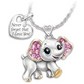 Elephant Heart Necklace Elephant Pendant Dumbo Jewelry Lucky Chain Gift Silver Color 18in.