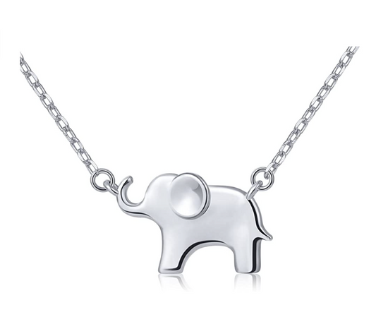 Small Cute Elephant Necklace Elephant Pendant Jewelry Lucky Chain Gift 925 Sterling Silver 18in.