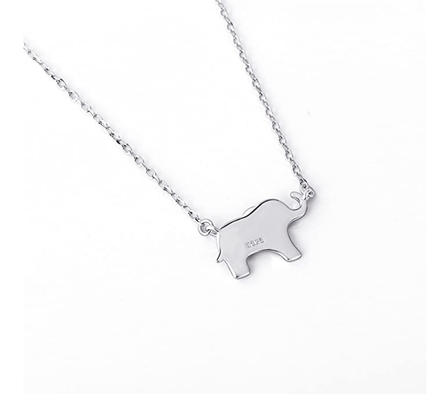Small Cute Elephant Necklace Elephant Pendant Jewelry Lucky Chain Gift 925 Sterling Silver 18in.