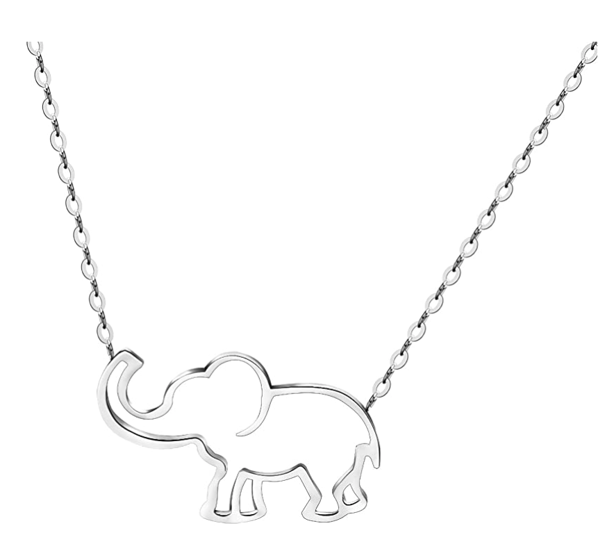 Good Luck Elephant  Necklace Elephant Pendant Jewelry Lucky Chain Gift Silver Gold Color 18in.