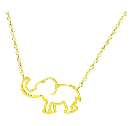 Good Luck Elephant  Necklace Elephant Pendant Jewelry Lucky Chain Gift Silver Gold Color 18in.