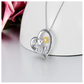 Elephant Heart Necklace Elephant Love Pendant Sun Flower Jewelry Lucky Chain Gift Silver Color 18in.