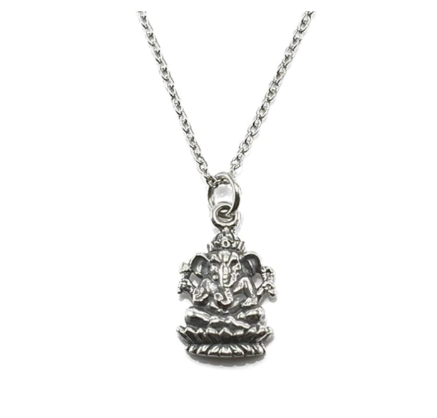 Ganesha Pendant Jewelry Hindu Lucky Chain Ganesh Elephant Necklace 925 Sterling Silver 18in.
