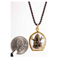Lord Ganesh Necklace Ganapati Vinayaka Dakshi­nabhimukhi Murti Amulet Pendant Elephant Jewelry Hindu Lucky Chain Gold Color 18in.