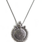 Sundial Pendant Antique Boho Necklace Indian Jewelry Hindu Lucky Chain Gold Silver Color 19in.