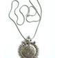 Sundial Pendant Antique Boho Necklace Indian Jewelry Hindu Lucky Chain Gold Silver Color 19in.