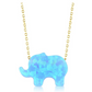 14K Solid Gold Blue Opal Pendant Elephant Necklace Elephant Pendant Jewelry Lucky Chain Gift 18in.