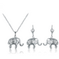 Cute Elephant Necklace Earring Set Elephant Pendant Jewelry Lucky Chain Gift Rose Gold Silver Color 18in.