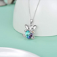 Blue & Purple Crystal Heart Elephant Necklace Love Elephant Pendant Jewelry Lucky Chain Gift 925 Sterling Silver Color 18in.