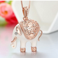 Simulated Diamond Elephant Necklace Elephant Pendant Jewelry Lucky Chain Gift Rose Gold Color 18in.