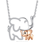 Cute Elephant Family Baby Necklace Elephant Pendant Jewelry Lucky Chain Simulated Diamond Silver Color 18in.