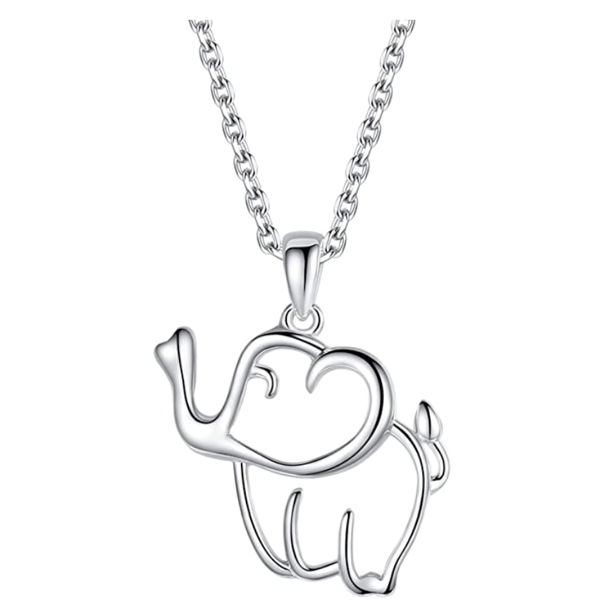 Elephant Lovers Necklace Elephant Pendant Jewelry Lucky Chain Silver Color 18in.