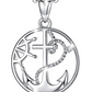 Anchor Necklace Medallion Anchor Pendant Sailor Jewelry Lucky Boat Simulated Diamond Chain 925 Sterling Silver 18in.