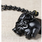 Black Obsidian Elephant Necklace Baby Elephant Family Pendant Jewelry Lucky Bead Chain Chord Gift 22in.