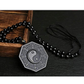 Gossip Taiji Necklace Black Obsidian Yin Yang Pendant Chinese Japanese Jewelry Asian Oriental Lucky Bead Chain Chord Gift 22in.