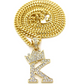 Custom Name Crown Letter Necklace Gold Color Metal Alloy Simulated Diamond Rope Hip Hop Jewelry King Letter Pendant