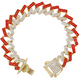 Red Face Watch Gold Color Simulated Diamond Cuban Link Chain Set Spike Necklace Bust Down Hip Hop Bracelet Bundle