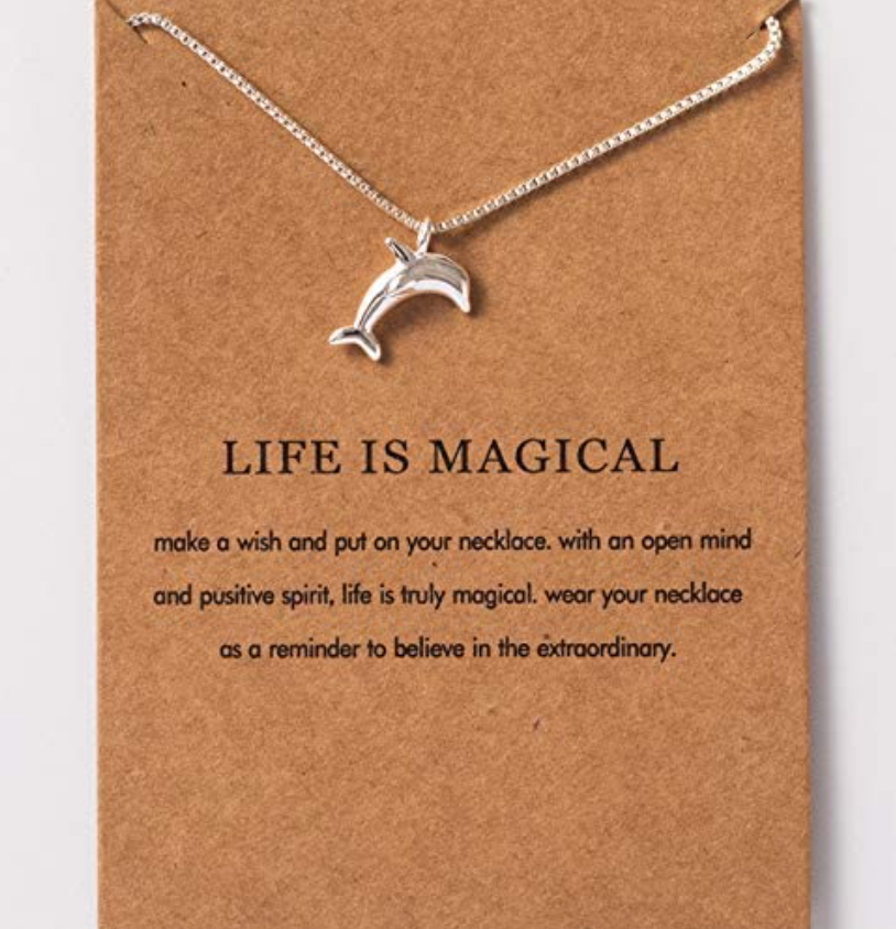 Dolphins Pendant Necklace Dolphin Jewelry Chain Birthday Gift 925 Sterling Silver 18in.