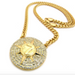 Simulated Diamond 7 Star 5 Percenter Pendant Allah Jewelry Hip Hop Necklace Muslim Jay Z Chain NOI Gold Color Metal Alloy 30in.