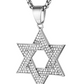 Jewish Star of David Necklace Hebrew Israelite Chain Gold Diamond 6 Point Star Hip Hop Stainless Steel 24in.