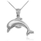 925 Sterling Silver Dolphin Necklace Pendant Island Dolphin Beach Jewelry Tropical Chain Birthday Gift 20in.
