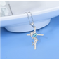 Blue Diamond Heart Cross Dolphin Necklace Pendant Island Holy Cross Dolphin Beach Memorial Jewelry Tropical Chain Birthday Gift 925 Sterling Silver 20in.