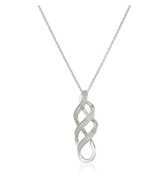 Diamond Twist Infinity Necklace Pendant Jewelry Chain Birthday Gift 925 Sterling Silver 18in.