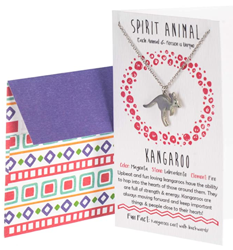 Kangaroo Necklace Kangaroo Spirit Animal Pendant Australian Jewelry Chain Birthday Gift 18in.