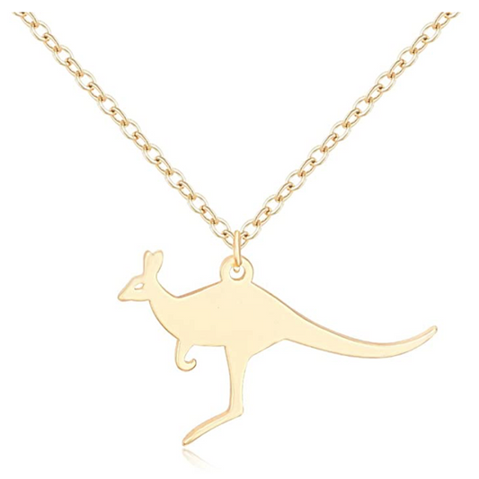 Cute Kangaroo Necklace Rose Gold Kangaroo Hopping Pendant Silver Australian Jewelry Chain Birthday Gift 20in.